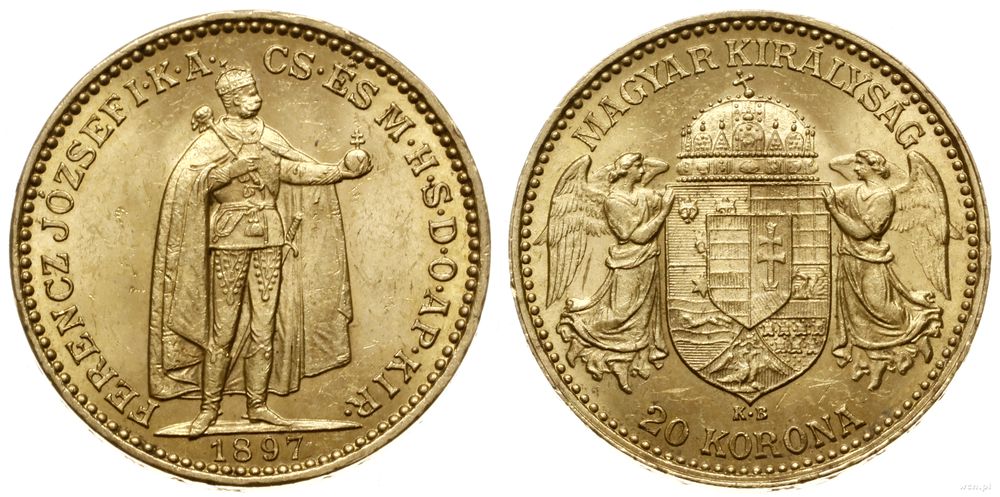 Węgry, 20 koron, 1897 KB