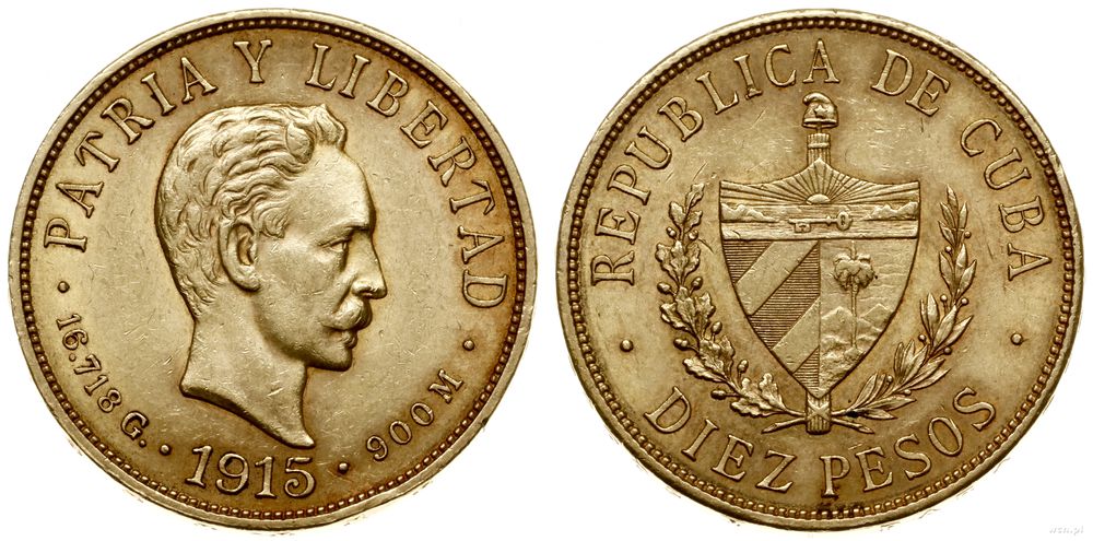 Kuba, 10 peso, 1915