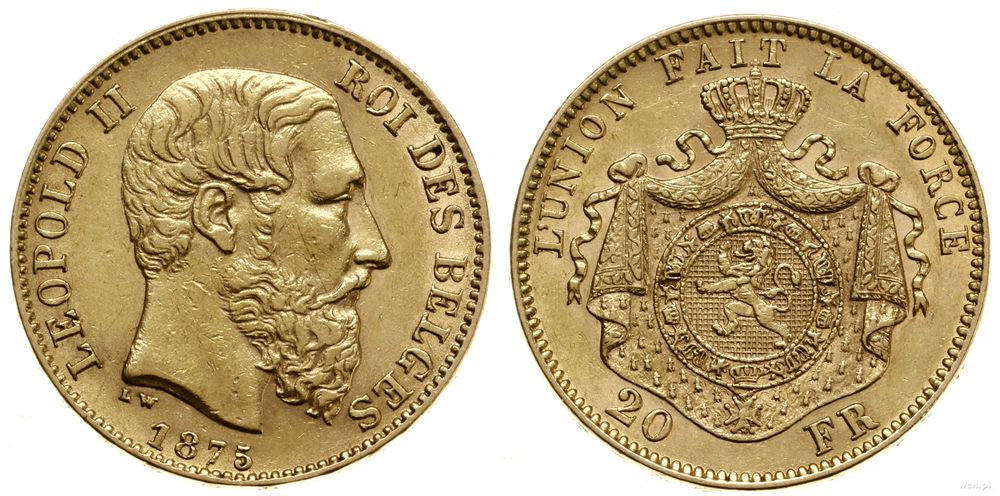 Belgia, 20 franków, 1875