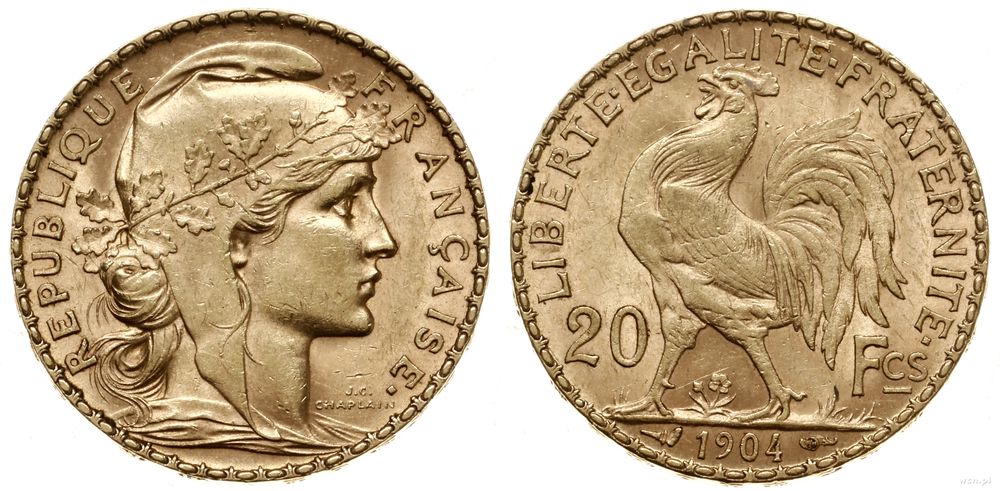 Francja, 20 franków, 1904