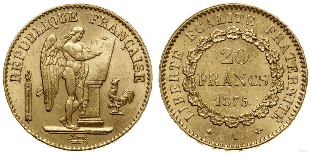 Francja, 20 franków, 1875 A