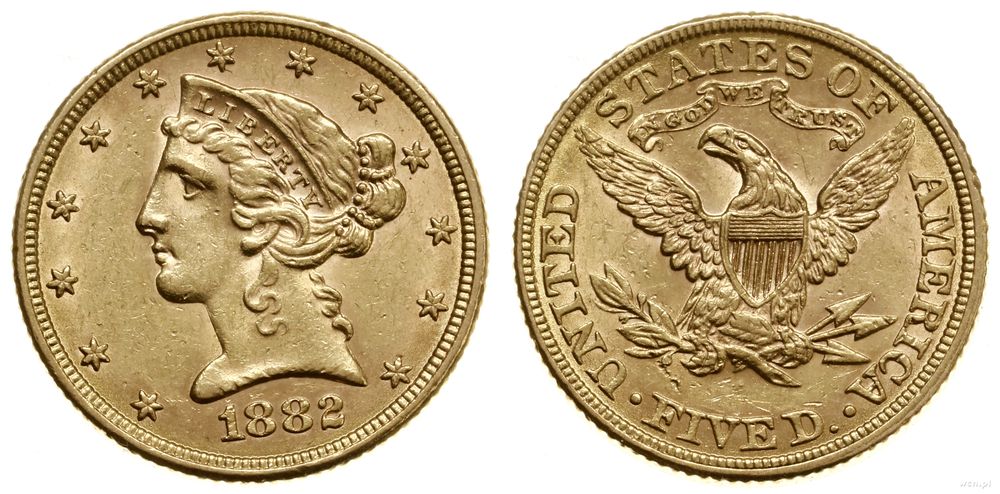 Stany Zjednoczone Ameryki (USA), 5 dolarów, 1882