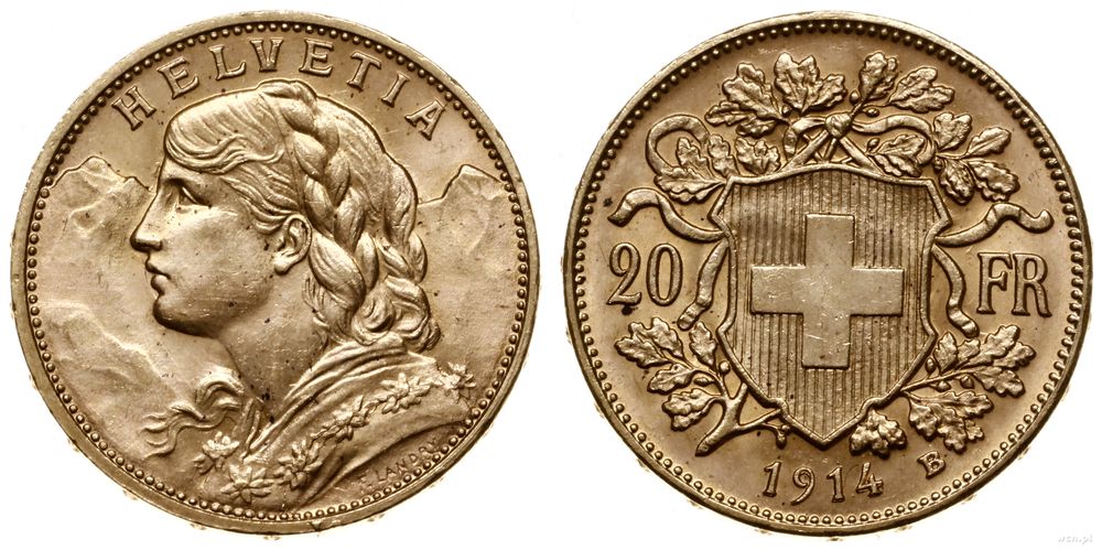 Szwajcaria, 20 franków, 1914 B