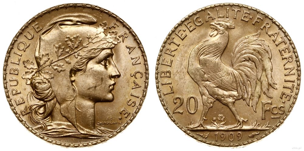 Francja, 20 franków, 1909