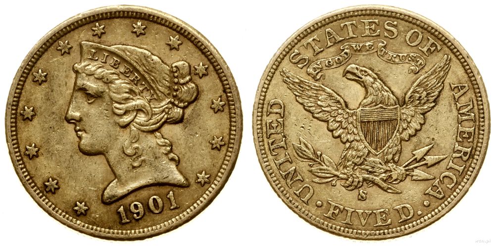 Stany Zjednoczone Ameryki (USA), 5 dolarów, 1901 S