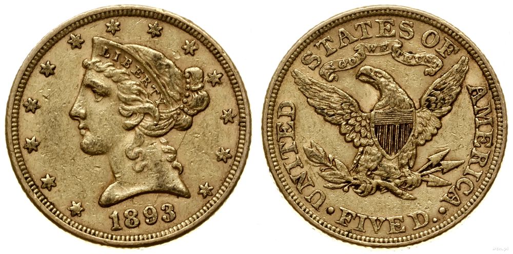 Stany Zjednoczone Ameryki (USA), 5 dolarów, 1893