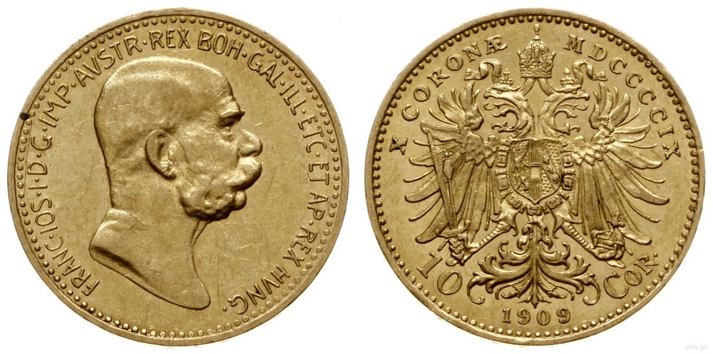Austria, 10 koron, 1909