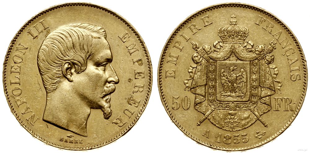 Francja, 50 franków, 1855 A