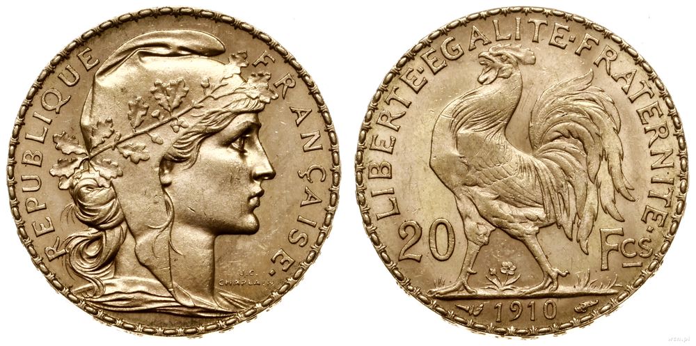 Francja, 20 franków, 1910
