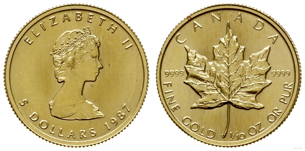 Kanada, 5 dolarów (1/10 oz.), 1987