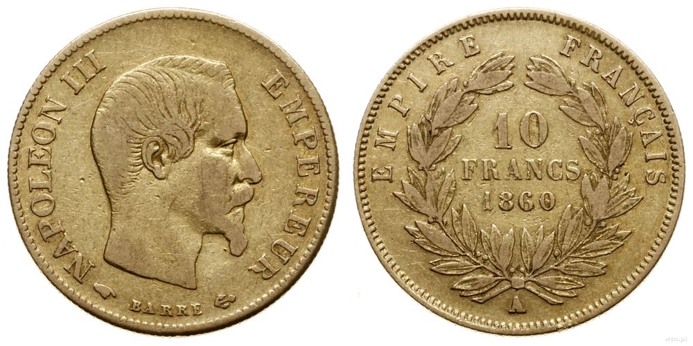 Francja, 10 franków, 1860 A