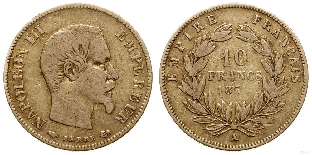 Francja, 10 franków, 1856 A