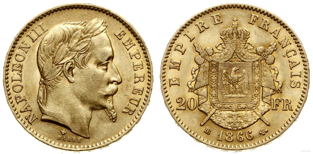 Francja, 20 franków, 1866 BB