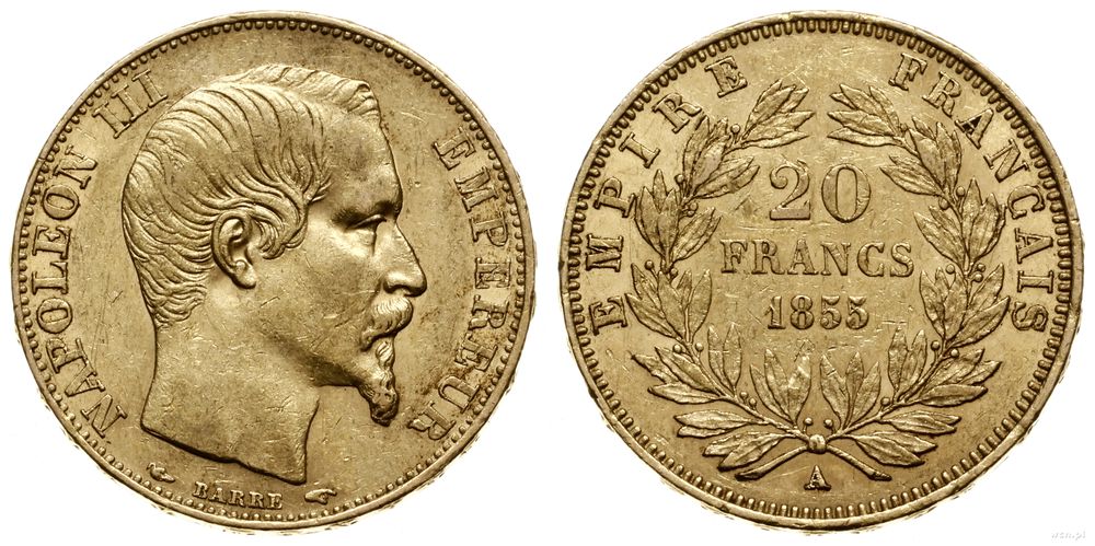 Francja, 20 franków, 1855 A