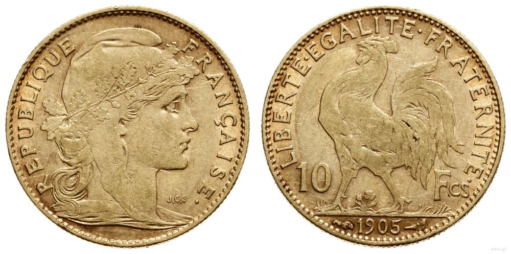 Francja, 10 franków, 1905