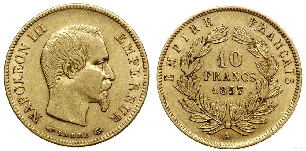 Francja, 10 franków, 1857 A