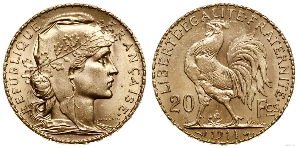 Francja, 20 franków, 1914