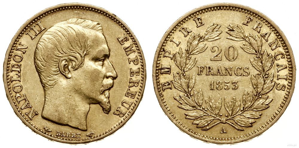 Francja, 20 franków, 1853 A