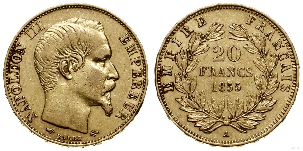 Francja, 20 franków, 1855 A