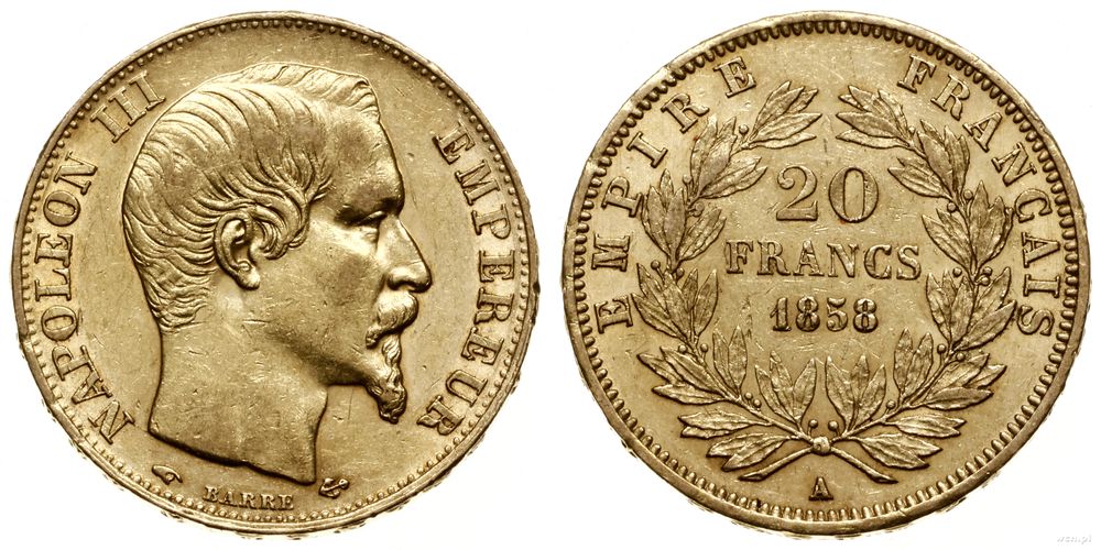 Francja, 20 franków, 1858 A