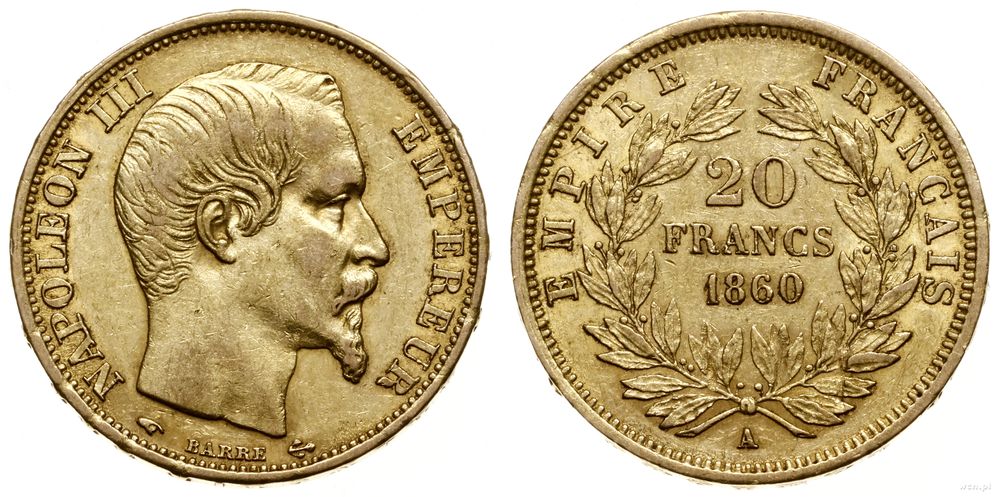 Francja, 20 franków, 1860 A