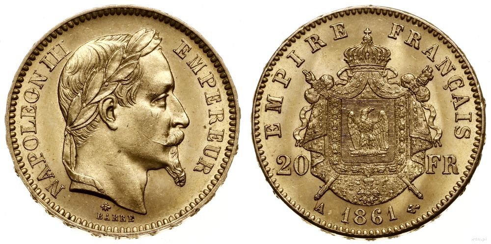 Francja, 20 franków, 1861 A