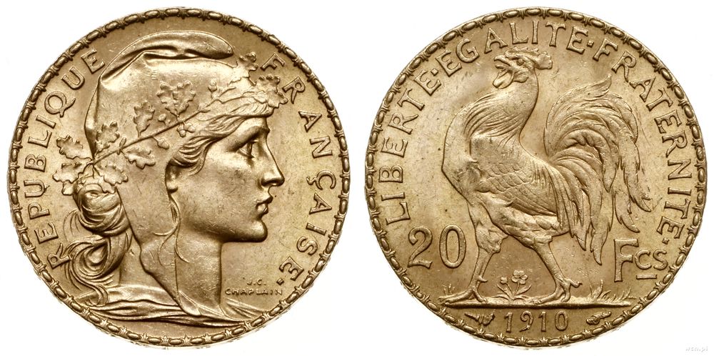Francja, 20 franków, 1910