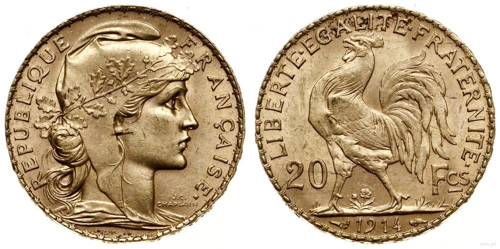 Francja, 20 franków, 1914