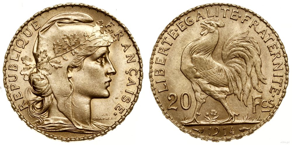 Francja, 20 franków, 1914