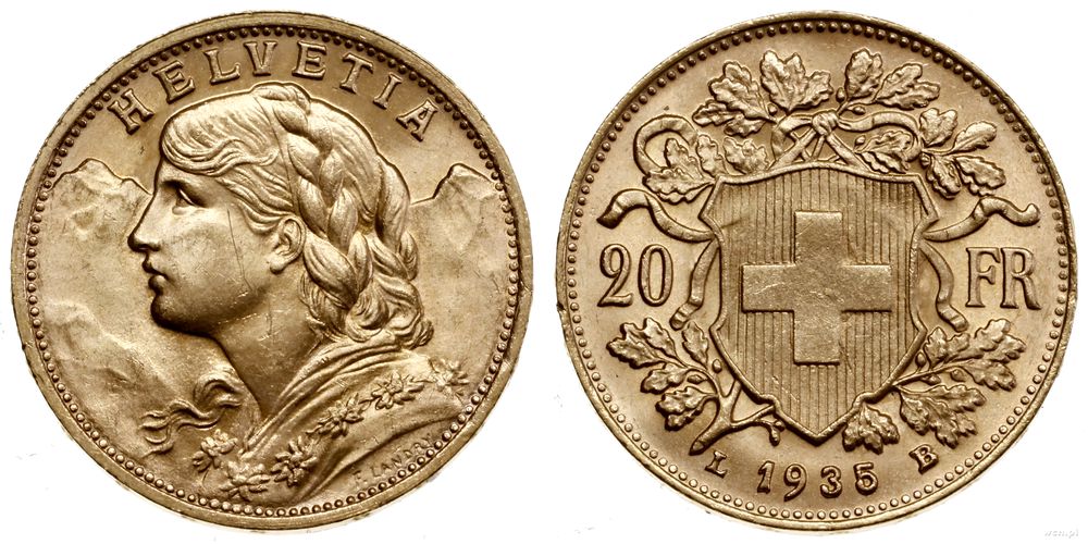 Szwajcaria, 20 franków, 1935 L-B