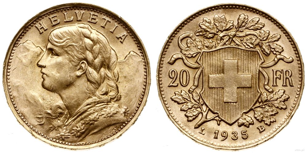 Szwajcaria, 20 franków, 1935 L-B