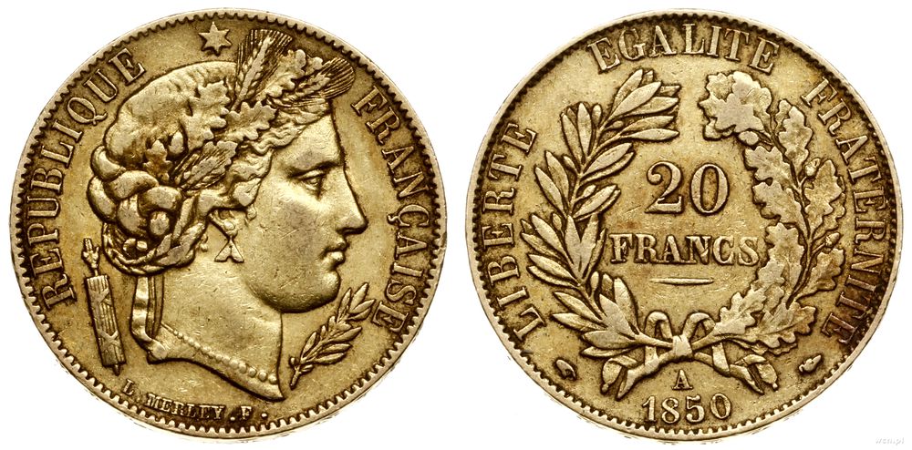 Francja, 20 franków, 1850 A
