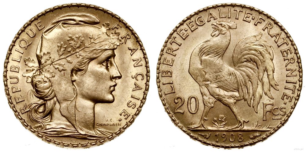 Francja, 20 franków, 1908