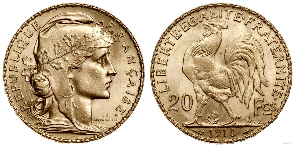 Francja, 20 franków, 1910