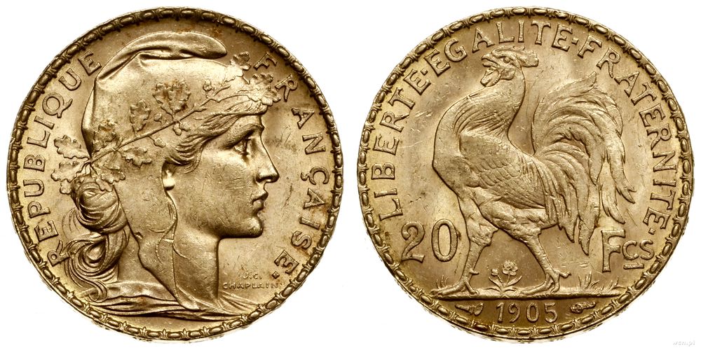 Francja, 20 franków, 1905