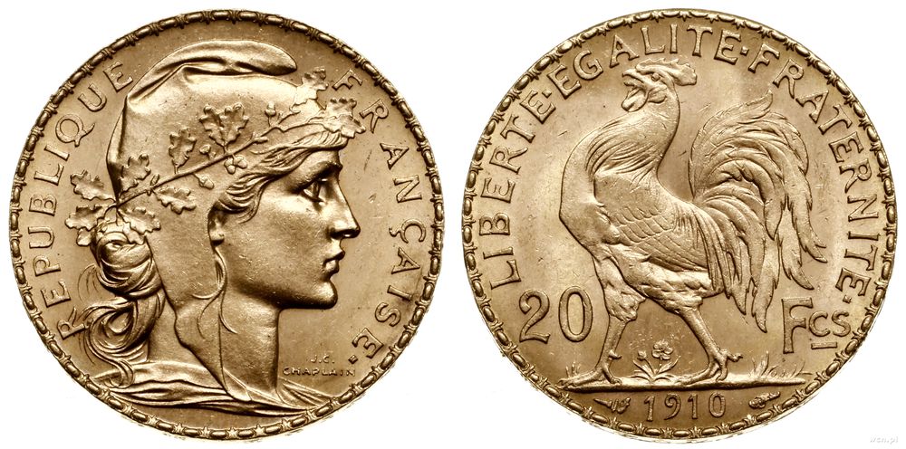 Francja, 20 franków, 1910