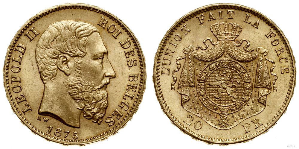 Belgia, 20 franków, 1875