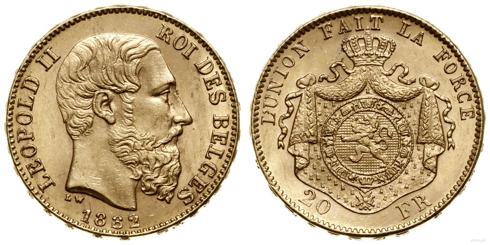 Belgia, 20 franków, 1882