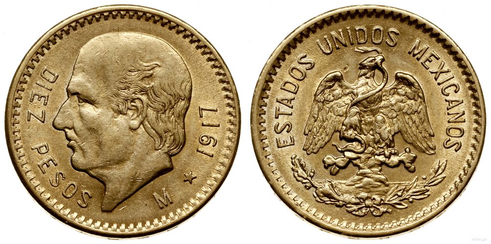 Meksyk, 10 peso, 1917 M