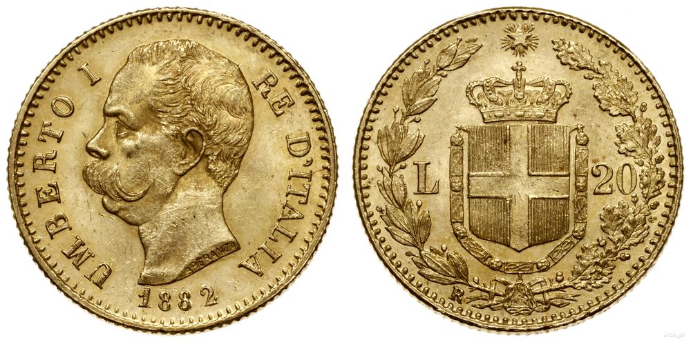 Włochy, 20 lirów, 1882