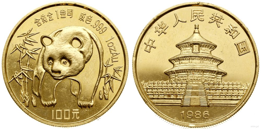 Chiny, 100 yuanów = 1 uncja, 1986