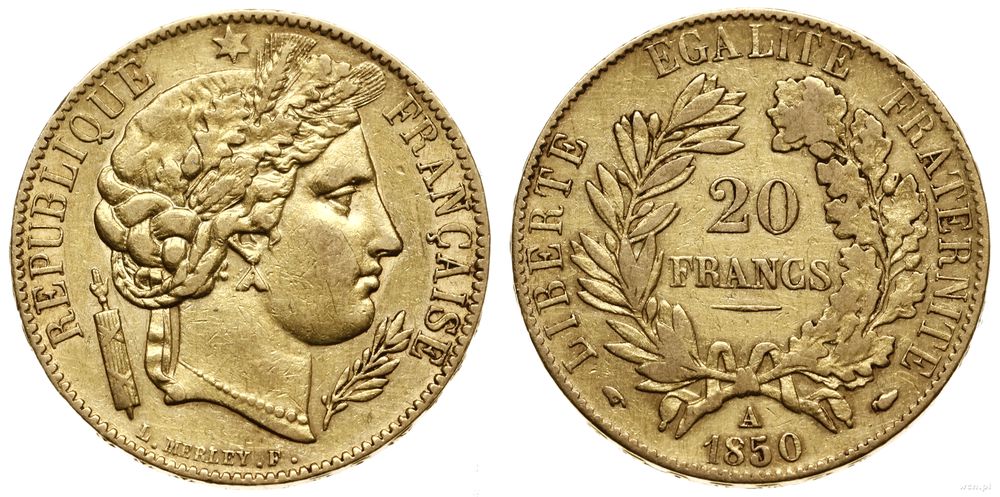 Francja, 20 franków, 1850 A