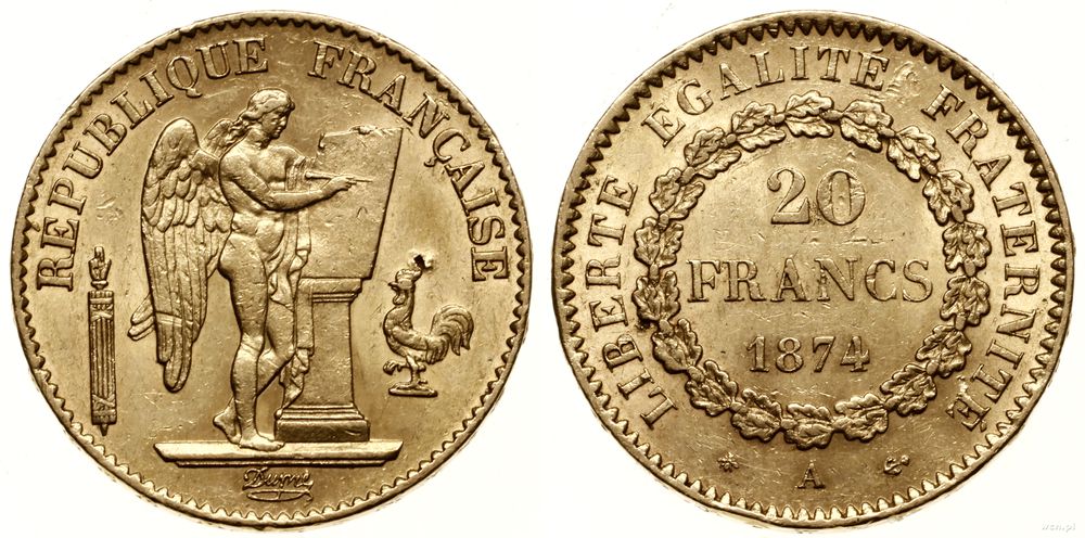 Francja, 20 franków, 1874