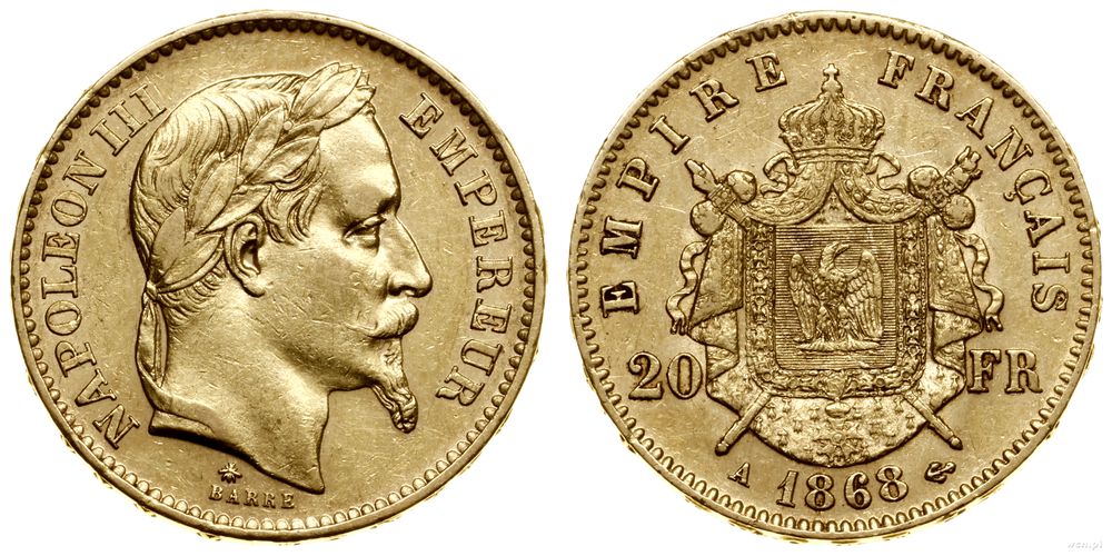 Francja, 20 franków, 1868 A