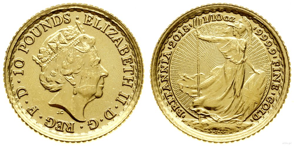Wielka Brytania, 10 funtów = 1/10 uncji, 2018