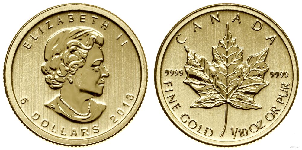 Kanada, 5 dolarów = 1/10 uncji, 2013