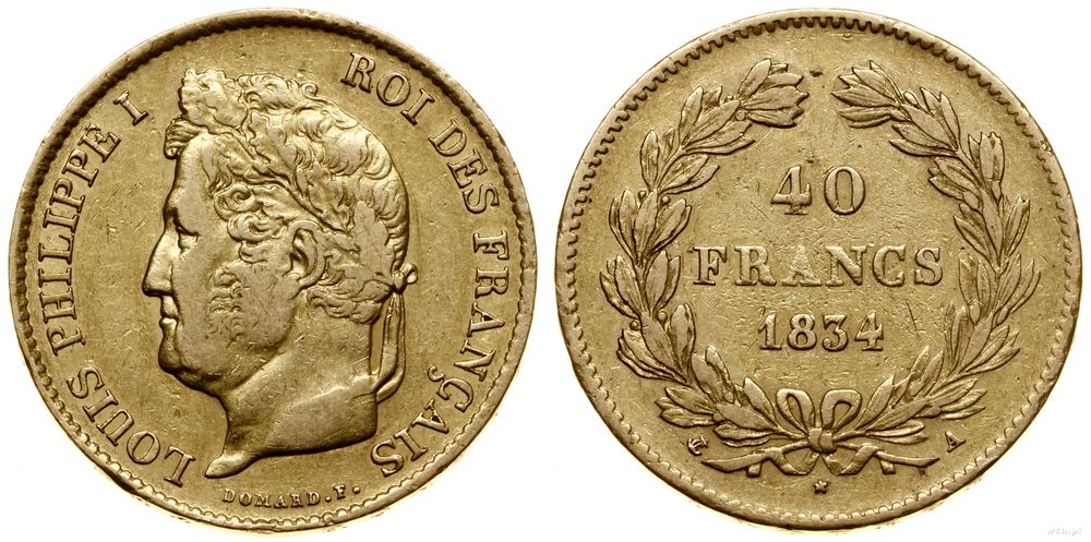 Francja, 40 franków, 1834 A