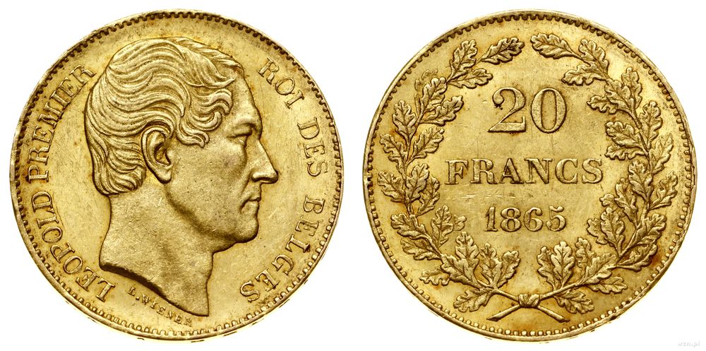 Belgia, 20 franków, 1865