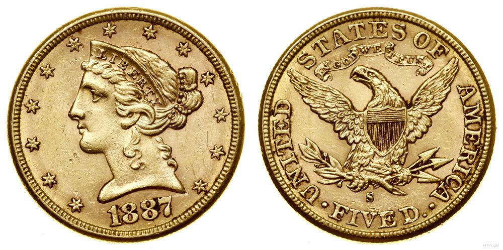 Stany Zjednoczone Ameryki (USA), 5 dolarów, 1887 S
