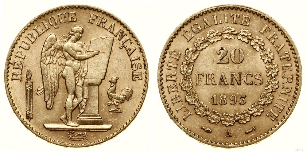 Francja, 20 franków, 1893 A